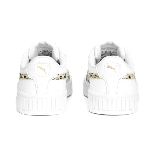 PUMA Girl's Carina 2.0 Animal Ps Sneaker, Puma White Granola Puma Black Puma Gold, 1 UK Child