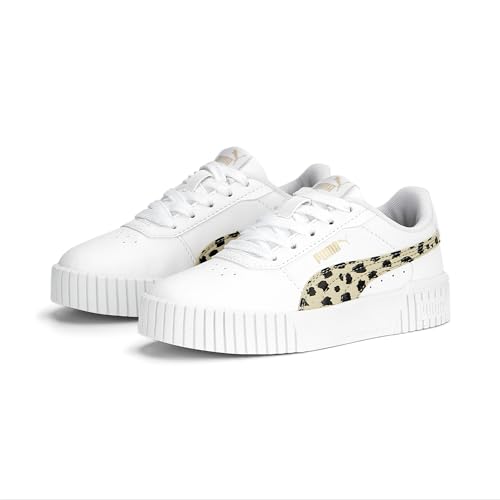 PUMA Girl's Carina 2.0 Animal Ps Sneaker, Puma White Granola Puma Black Puma Gold, 1 UK Child