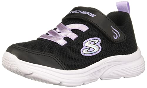 Skechers 303522L BLK Sneaker, Black Mesh/Purple Trim, 1 UK