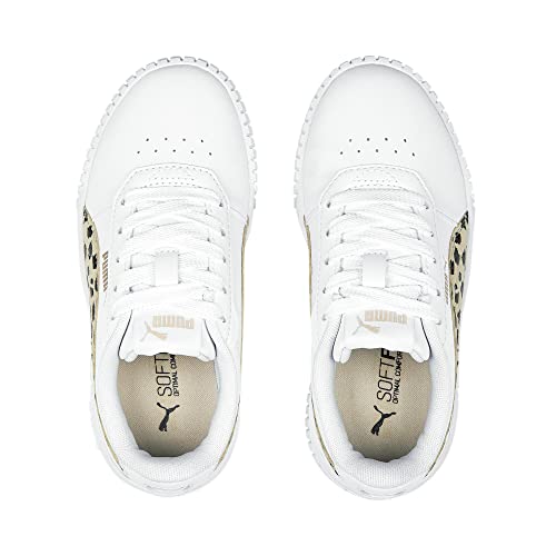 PUMA Girl's Carina 2.0 Animal Ps Sneaker, Puma White Granola Puma Black Puma Gold, 1 UK Child