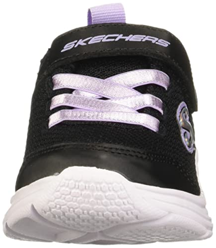 Skechers 303522L BLK Sneaker, Black Mesh/Purple Trim, 1 UK