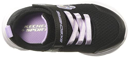 Skechers 303522L BLK Sneaker, Black Mesh/Purple Trim, 1 UK