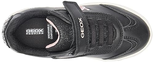 Geox Girl's J Skylin Sneaker, Black Lt Pink, One Size