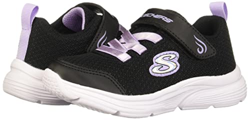 Skechers 303522L BLK Sneaker, Black Mesh/Purple Trim, 1 UK