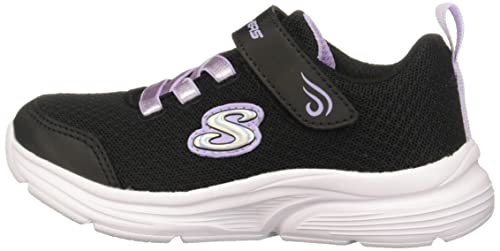 Skechers 303522L BLK Sneaker, Black Mesh/Purple Trim, 1 UK
