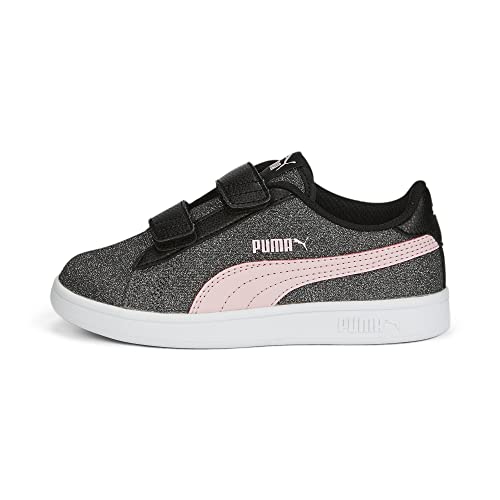 PUMA Smash v2 Glitz Glam V PS Sneaker, Black-Almond Blossom, 1 UK