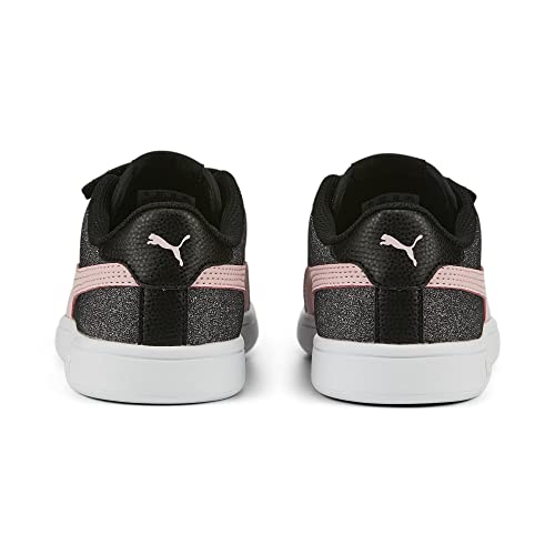 PUMA Smash v2 Glitz Glam V PS Sneaker, Black-Almond Blossom, 1 UK