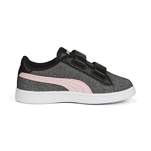 PUMA Smash v2 Glitz Glam V PS Sneaker, Black-Almond Blossom, 1 UK