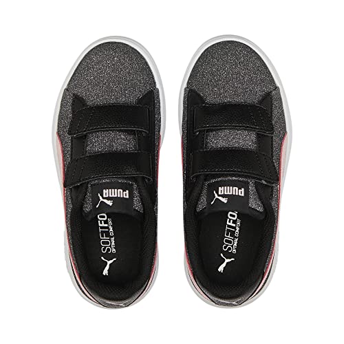 PUMA Smash v2 Glitz Glam V PS Sneaker, Black-Almond Blossom, 1 UK