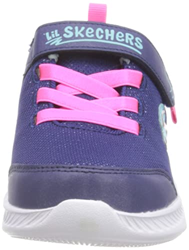 Skechers 302742N NVY Sneaker, Navy Textile/Aqua Trim, 4 UK