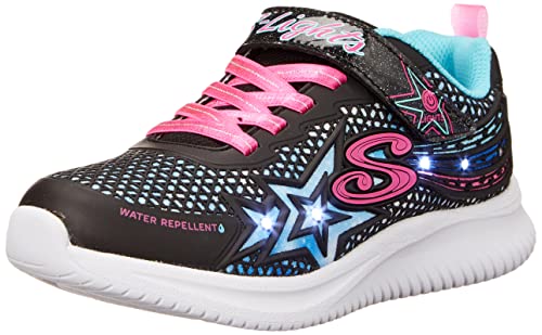 Skechers Girl's Jumpsters Wishful Star Sneaker, Black Pink, 1 UK