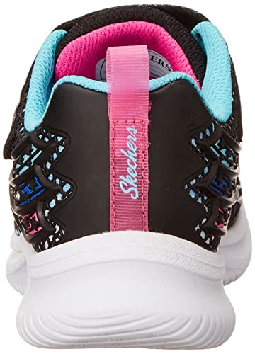 Skechers Girl's Jumpsters Wishful Star Sneaker, Black Pink, 1 UK