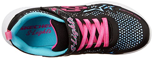 Skechers Girl's Jumpsters Wishful Star Sneaker, Black Pink, 1 UK