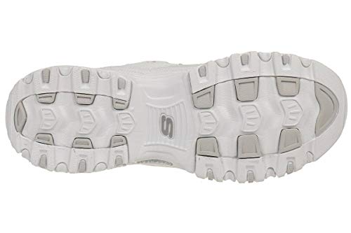 Skechers Women's D'lites - Fresh Start Low Top Sneakers, White Silver, 5 UK