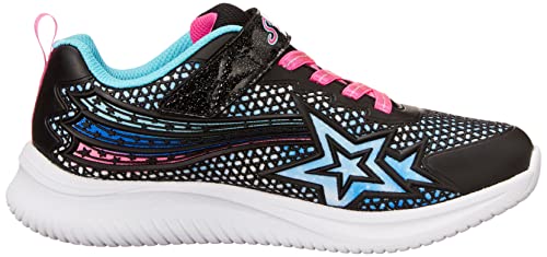Skechers Girl's Jumpsters Wishful Star Sneaker, Black Pink, 1 UK