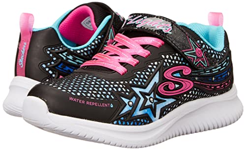 Skechers Girl's Jumpsters Wishful Star Sneaker, Black Pink, 1 UK