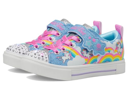 Skechers Twinkle Toes Trainers, Blue Synthetic/Multi Trim, 2 UK