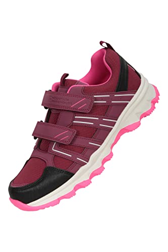 Mountain Warehouse Cannonball Kids Walking Shoes – Lightweight & Soft Suede & Textile Sneakers with Ankle Support – for Spring Summer Travelling & Camping Dark Pink Kids Shoe Size 3 UK