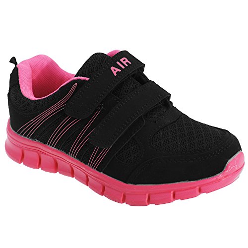 Dek Superlight Air Sprint Children's girls Kids Junior Shoes Running Trainers (2 UK, Black/Fuchsia)