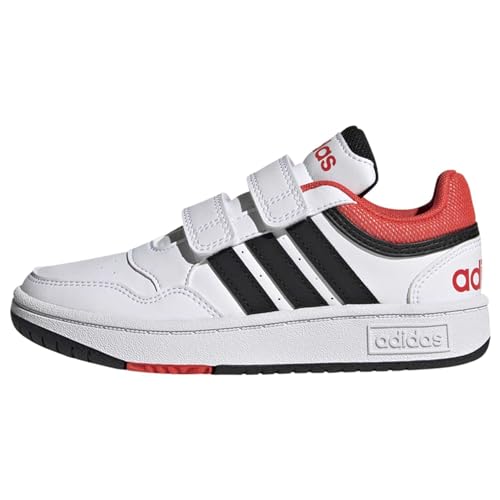 adidas Hoops Lifestyle Basketball Hook-and-Loop Sneaker, FTWR White/core Black/Bright red, 13 UK Child