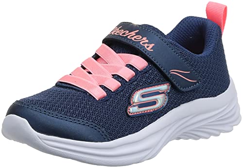 Skechers Girl's Dreamy Dancer Miss Minimalistic Sneaker, Navy Mesh Coral Trim, 1 UK