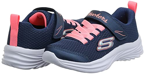 Skechers Girl's Dreamy Dancer Miss Minimalistic Sneaker, Navy Mesh Coral Trim, 1 UK