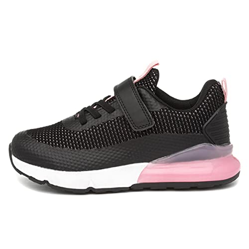 Girls Black & Pink Easy Fasten Trainers - Size 1 UK - Black