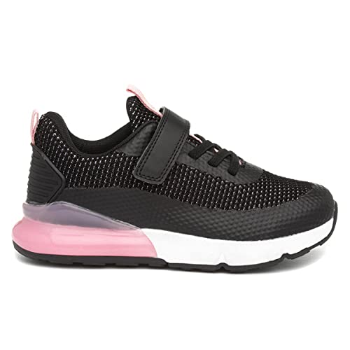 Girls Black & Pink Easy Fasten Trainers - Size 1 UK - Black