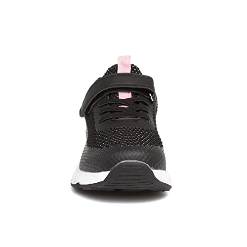 Girls Black & Pink Easy Fasten Trainers - Size 1 UK - Black