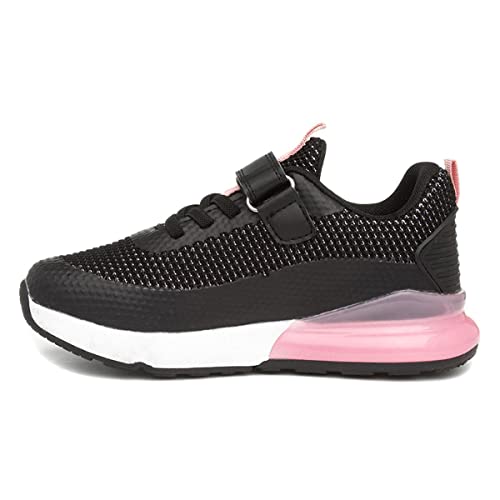 Girls Black & Pink Easy Fasten Trainers - Size 1 UK - Black