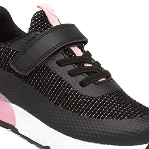 Girls Black & Pink Easy Fasten Trainers - Size 1 UK - Black
