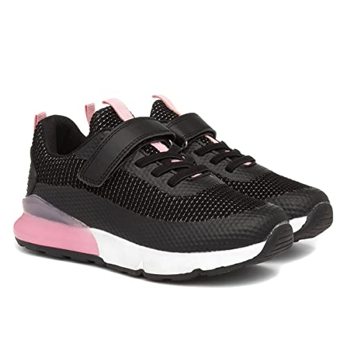 Girls Black & Pink Easy Fasten Trainers - Size 1 UK - Black