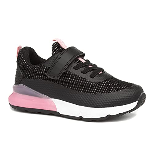 Girls Black & Pink Easy Fasten Trainers - Size 1 UK - Black