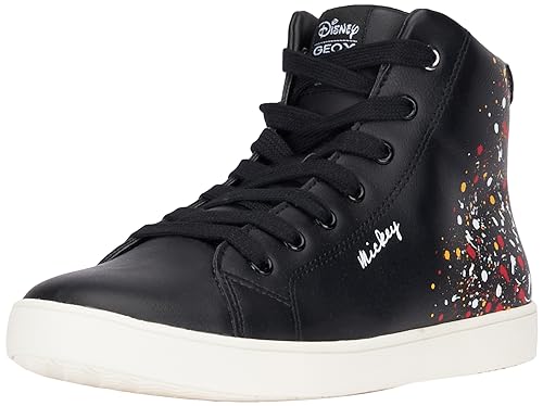 Geox J Kathe Girl F Sneaker, Black Multicolor, 5 UK