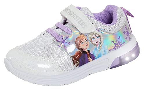 Disney Frozen 2 Light Up Trainers for Girls Trainers Kids Elsa Anna Sports Shoes with Flashing Lights Silver EU 28 / UK 10 Child