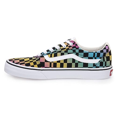 Vans Girl's Ward Sneaker, Trippy Checkerboard Multi White, 3.5 UK Child