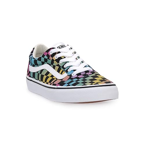 Vans Girl's Ward Sneaker, Trippy Checkerboard Multi White, 3.5 UK Child