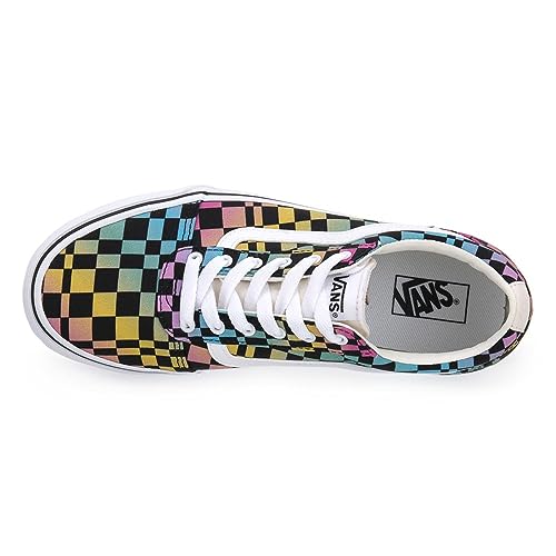 Vans Girl's Ward Sneaker, Trippy Checkerboard Multi White, 3.5 UK Child