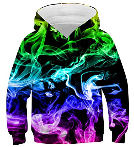 Fanient Boys Hoodie Kids Novelty Colorful Print Hoodies Girls Cool Pullover Long Sleeve Daily Sweatshirts 11-13 Years,Size L Green Purple