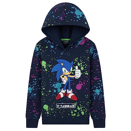Sonic The Hedgehog Boys' Hoodies - Hooded Sweatshirt for Kids Lounge Wear Street Style 4-12 Years Gamer Gifts for Boys (Navy, 5-6 Years)