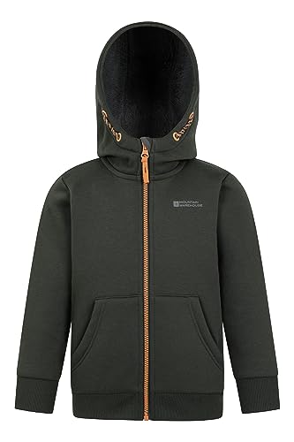 Mountain Warehouse Nordic II Kids Full-Zip Hoodie - Warm & Snug Top with Sherpa Lining, For Boys & Girls - Best for Autumn, Winter, Outdoors, Walking, School Khaki 11-12 Years