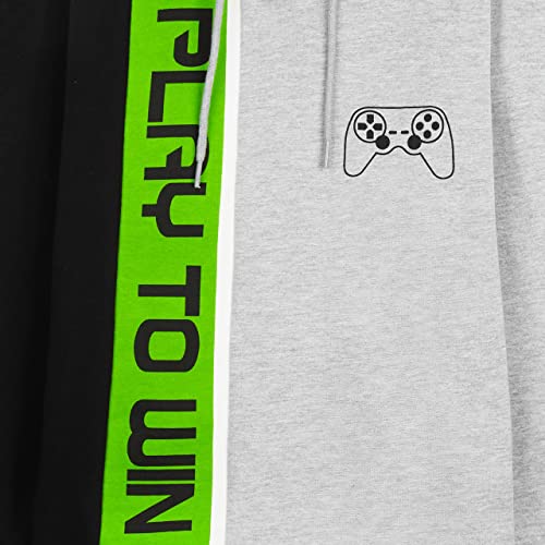 CityComfort Hoodies for Boys Kids Gaming Hooded Sweatshirt Gamer Gifts (Grey/Green, 7-8 Years)