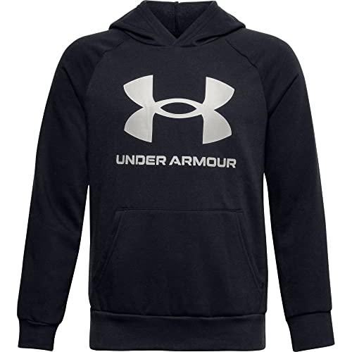 Under Armour Boy's Rival Fleece HOODIE, Black Onyx White (001), YLG