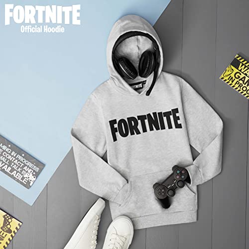 Fortnite Hoodie For Boys, Kids Gaming Jumper, Official Gifts For Boys (14/15 Years, Grey)