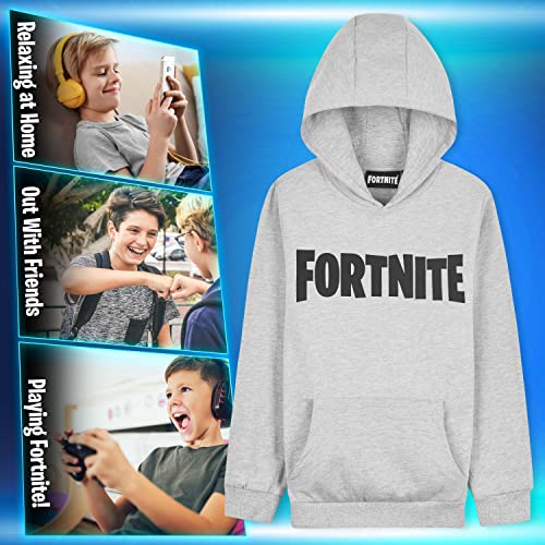 Fortnite Hoodie For Boys, Kids Gaming Jumper, Official Gifts For Boys (14/15 Years, Grey)