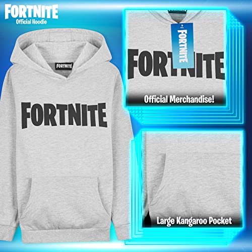 Fortnite Hoodie For Boys, Kids Gaming Jumper, Official Gifts For Boys (14/15 Years, Grey)