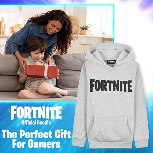 Fortnite Hoodie For Boys, Kids Gaming Jumper, Official Gifts For Boys (14/15 Years, Grey)