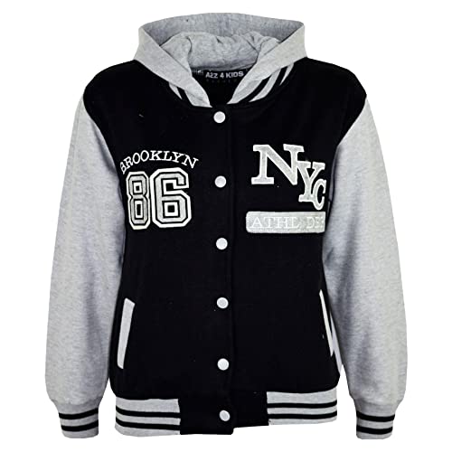 A2Z 4 Kids Girls Boys Baseball NYC ATHLETIC Hoodie - NY Jacket Black 11-12
