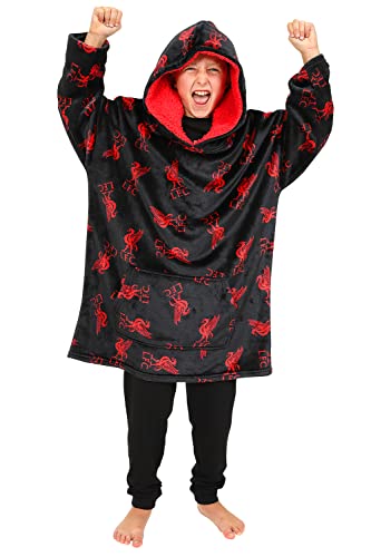 Liverpool Football Club Hoodie, Oversized Fleece Blanket Hoodie for Boys Black