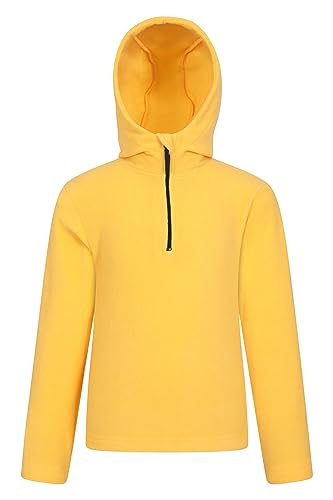 Mountain Warehouse Camber Kids Microfleece Hoodie - Breathable, Lightweight, Anti-Pill & Quick Dry Microfleece Pullover for Boys & Girls - For Spring Summer & Walking Mustard 9-10 Years